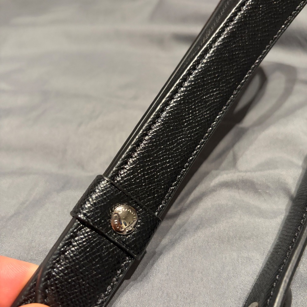 Coach Black Crossgrain Leather 54" Dog Leash Silver Hardware - Picture 2 of 5